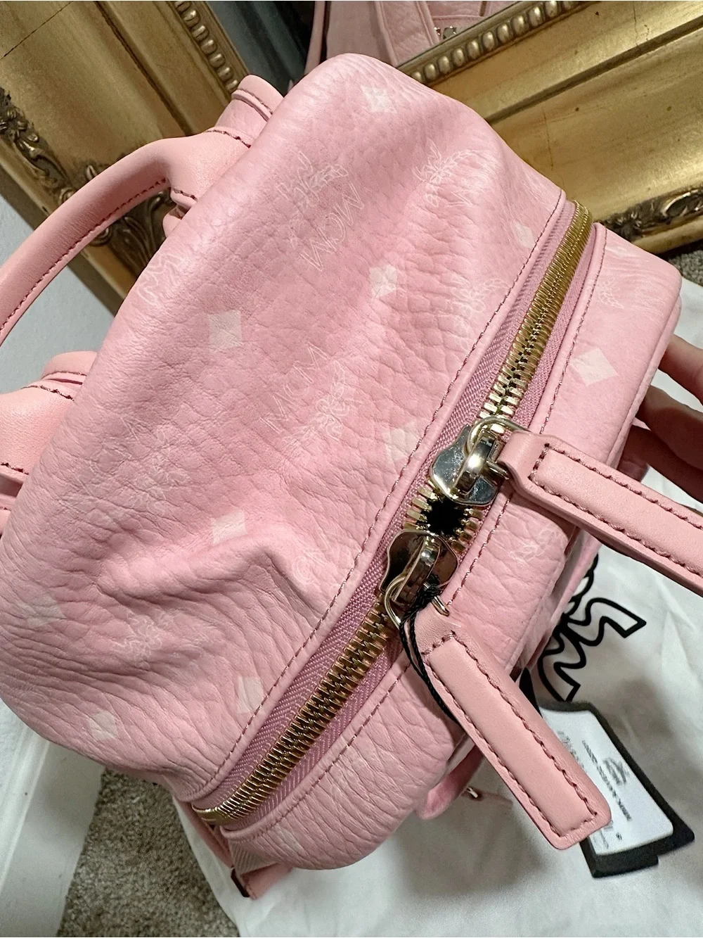 New With Tags/Dust Bag MCM Rare Stark VI Visetos Large Backpack in Blossom Pink